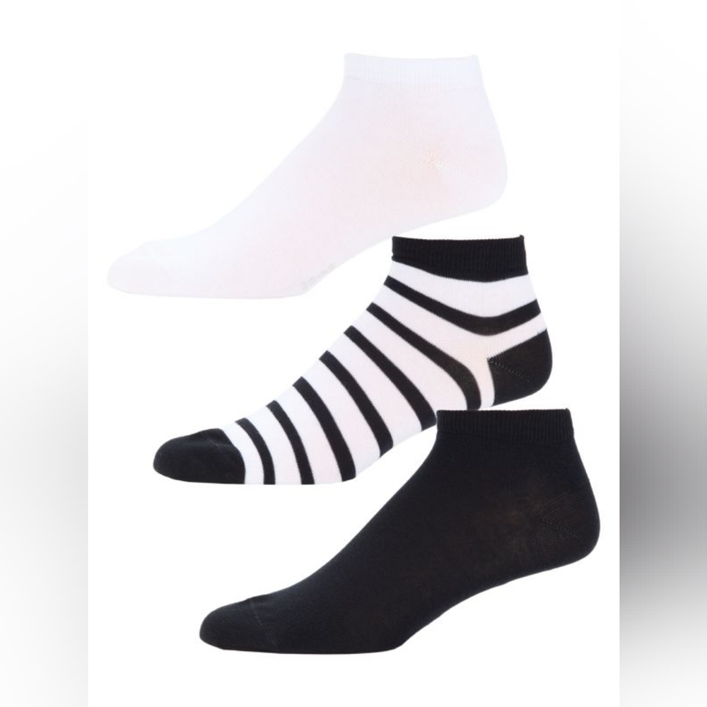 Falke Happy Box 3-Piece Assorted Ankle Socks EU Size 39-42 BLACK WHITE